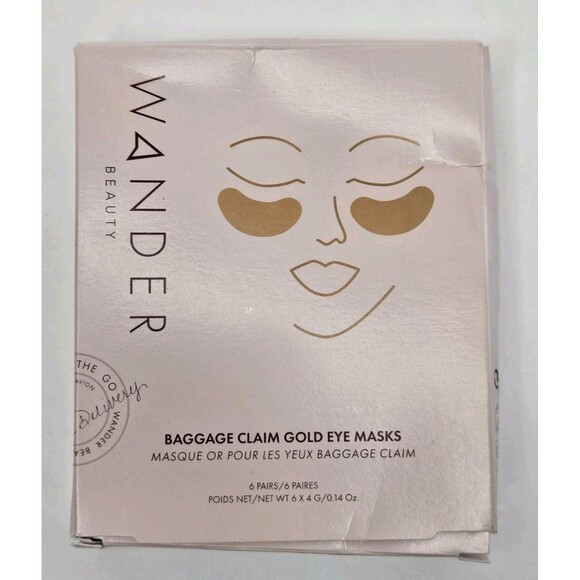 Wander Beauty Baggage Claim Gold Eye Masks 6 Pairs NEW In Pink Box - Picture 1 of 3